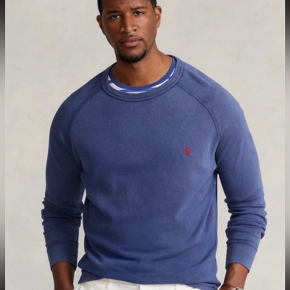 Ralph Lauren Other - Ralph Lauren Polo Men’s Blue Big/Tall Raglan Sleeved Spa Terry Sweatshirt 3XB